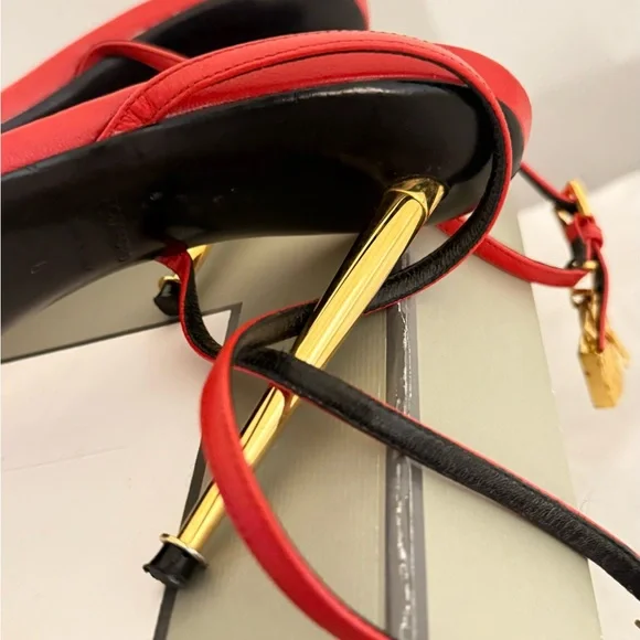 Tom Ford Red and Gold Strappy Heels - Picture 4 of 6